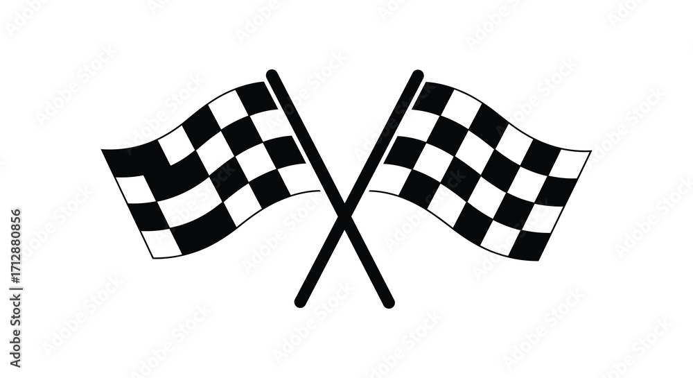 Fototapeta premium Two checkered racing flags crossed symbolizing victory and competition