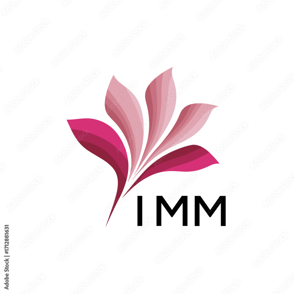 Obraz premium IMM Creative Nature-Inspired Logo Concept Isolated on White, IMM Later Logo, Minimalist Floral Branding Illustration in Pink Shades. 
