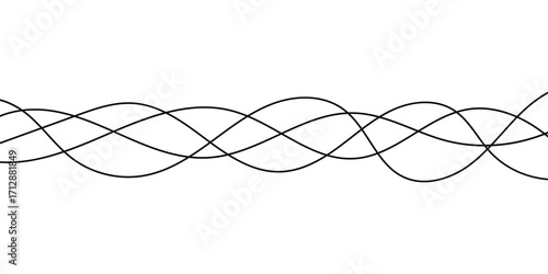 Thin line wavy background on white background.  Flowing wave line background on white page. Abstract thin line wave icon. 