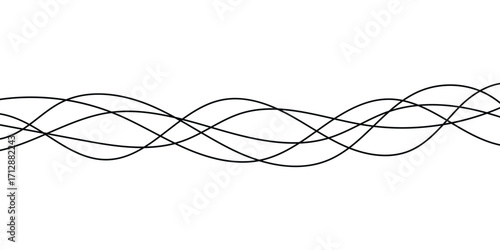 Thin line wavy background on white background.  Flowing wave line background on white page. Abstract thin line wave icon. 