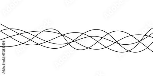 Thin line wavy background on white background.  Flowing wave line background on white page. Abstract thin line wave icon. 
