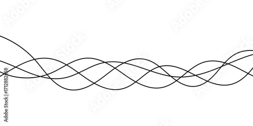Thin line wavy background on white background.  Flowing wave line background on white page. Abstract thin line wave icon. 
