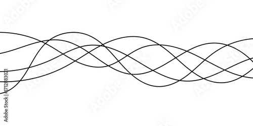 Thin line wavy background on white background.  Flowing wave line background on white page. Abstract thin line wave icon. EPS 10. 