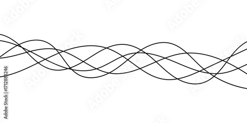 Thin line wavy background on white background.  Flowing wave line background on white page. Abstract thin line wave icon. EPS 10. 
