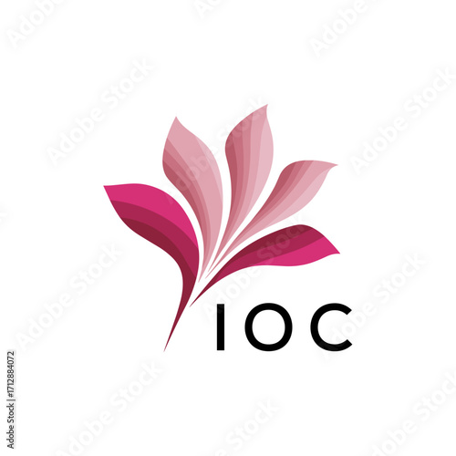 IOC Creative Nature-Inspired Logo Concept Isolated on White, IOC Later Logo, Minimalist Floral Branding Illustration in Pink Shades.
