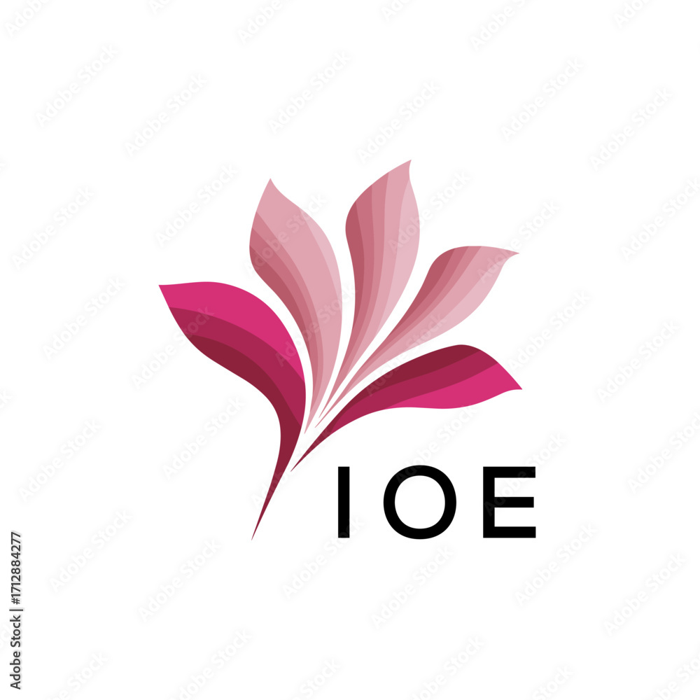 Obraz premium IOE Creative Nature-Inspired Logo Concept Isolated on White, IOE Later Logo, Minimalist Floral Branding Illustration in Pink Shades. 