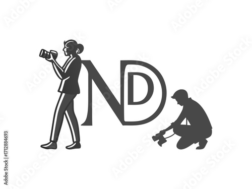 Professional Photographer Logo Design with N & D Initial