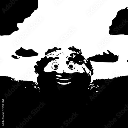 Whimsical Cartoon Character with Smiling Face and Unique Textured Appearance.