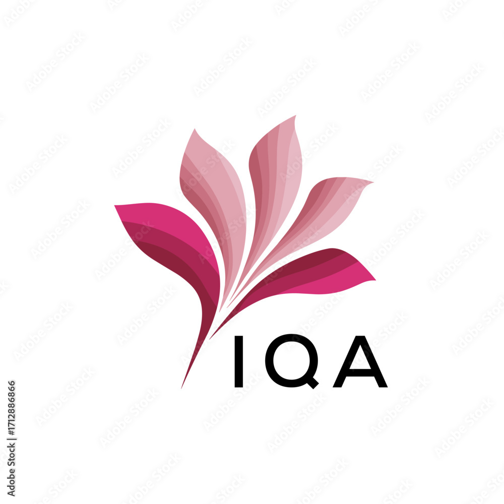 Obraz premium IQA Creative Nature-Inspired Logo Concept Isolated on White, IQA Later Logo, Minimalist Floral Branding Illustration in Pink Shades. 