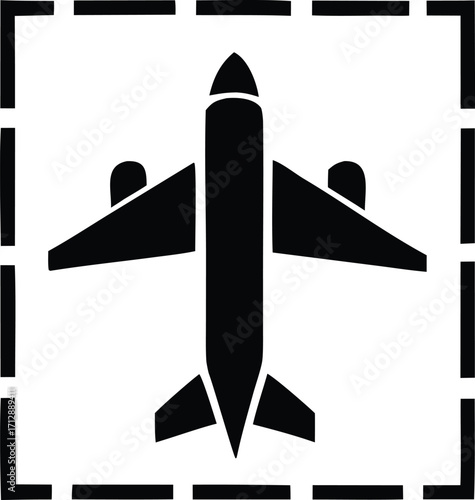 Silhouette of a jet airplane in flight with wings extended symbolizing travel and aviation concepts
