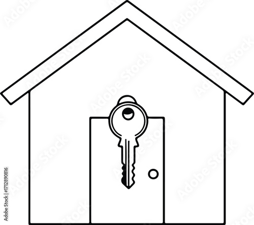 Vector house with key silhouette house ownership security illustrator