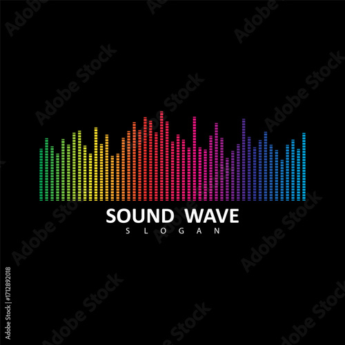 Sound Wave Symbol of Equalizer. Isolated on black background. Gradient Vector Illustration Design.
