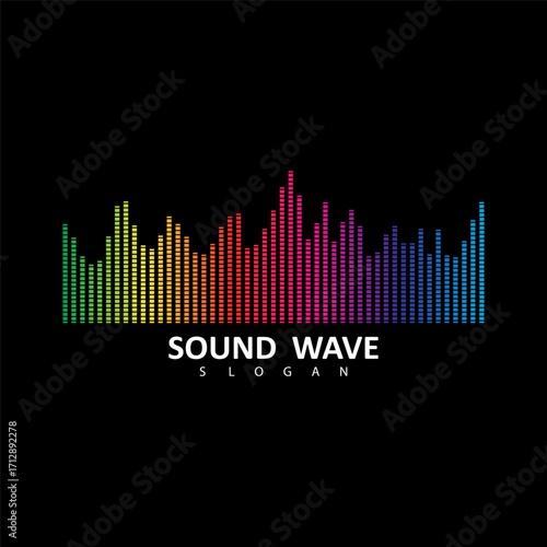 Sound Wave Symbol of Equalizer. Isolated on black background. Gradient Vector Illustration Design.
