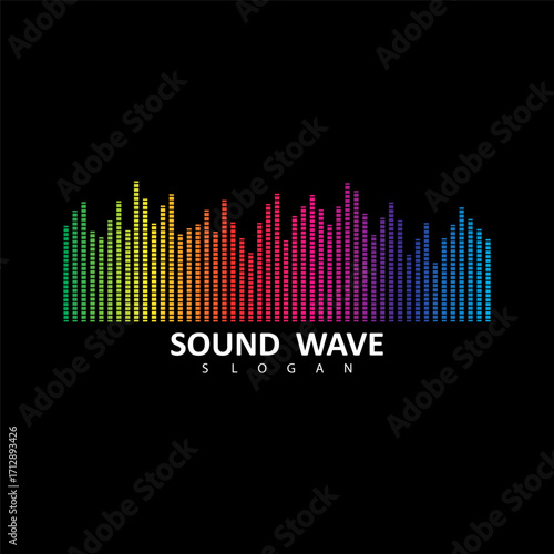 Sound Wave Symbol of Equalizer. Isolated on black background. Gradient Vector Illustration Design.
