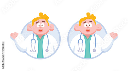 A man doctor's advice in circle pop up 01 illustration vector design. Dental care concept.