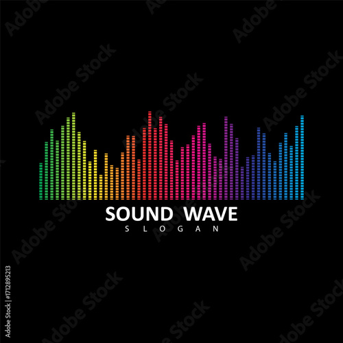 Sound Wave Symbol of Equalizer. Isolated on black background. Gradient Vector Illustration Design.
