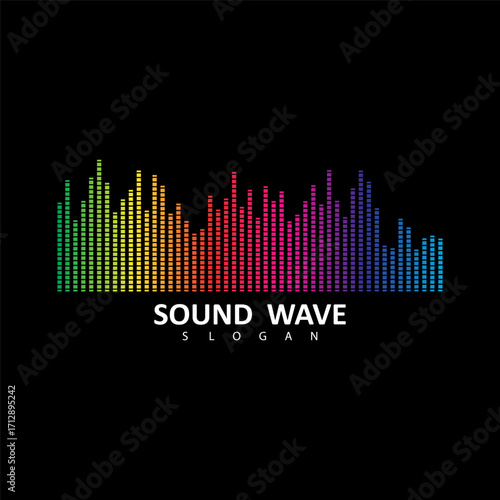 Sound Wave Symbol of Equalizer. Isolated on black background. Gradient Vector Illustration Design.
