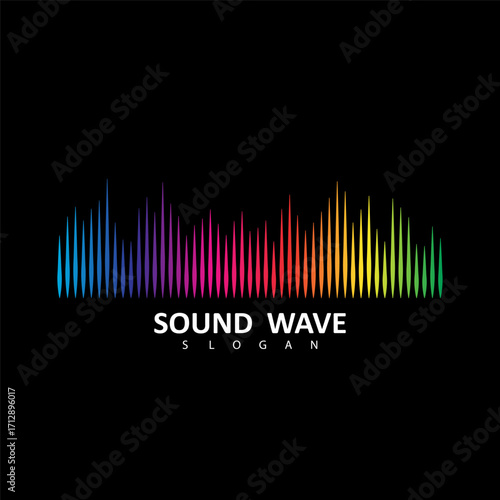 Sound Wave Symbol of Equalizer. Isolated on black background. Gradient Vector Illustration Design.
