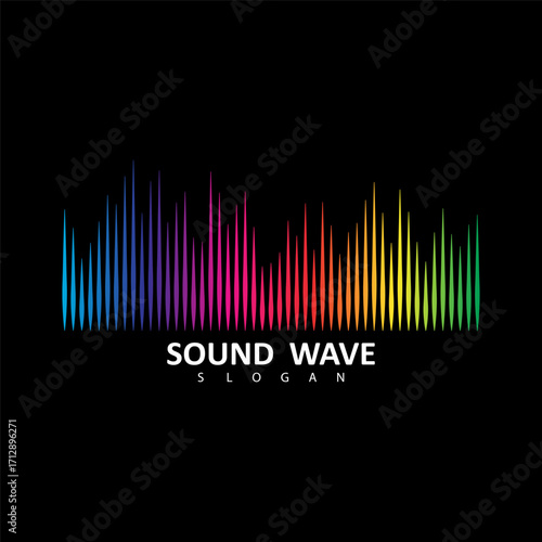 Sound Wave Symbol of Equalizer. Isolated on black background. Gradient Vector Illustration Design.
