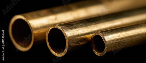 Close-up of Brass Tubes: Industrial Material Photography