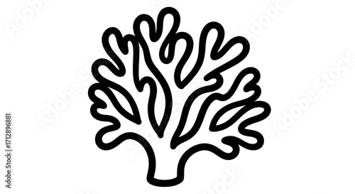 Stylized Underwater Coral Reef Structure, Isolated White Background