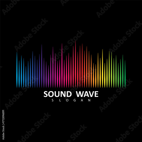 Sound Wave Symbol of Equalizer. Isolated on black background. Gradient Vector Illustration Design.
