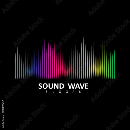 Sound Wave Symbol of Equalizer. Isolated on black background. Gradient Vector Illustration Design.
