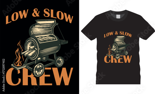 Low & slow crew BBQ Typography vector t shirt design.