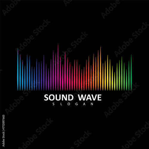 Sound Wave Symbol of Equalizer. Isolated on black background. Gradient Vector Illustration Design.

