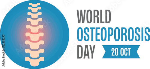 World Osteoporosis Day October 20 Illustration Of Spine With Red Highlighted Area backbone