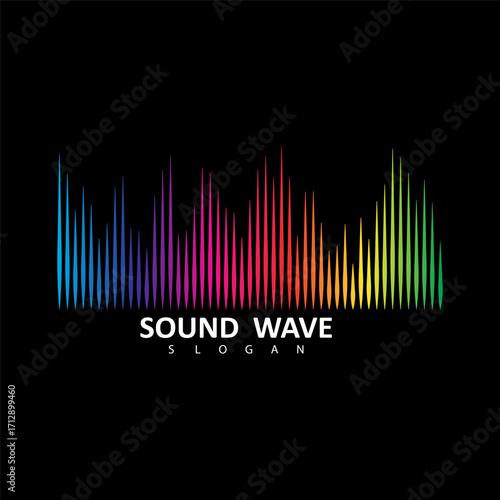 Sound Wave Symbol of Equalizer. Isolated on black background. Gradient Vector Illustration Design.
