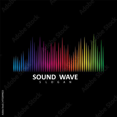 Sound Wave Symbol of Equalizer. Isolated on black background. Gradient Vector Illustration Design.
