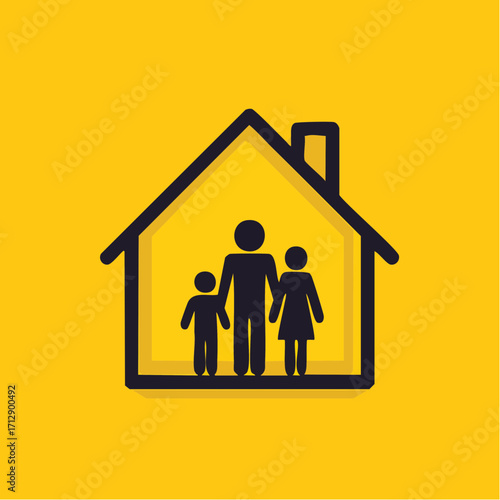 Family Home Stay Safe, Stay Together, Vector Illustration