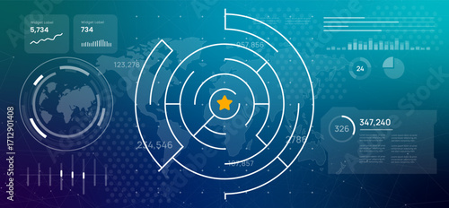 futuristic digital circular maze visual metaphor for solving problem overcoming a challenge finding the right solution in complex labyrinth game system