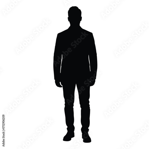 A full body view of a man in a suit dark silhouette