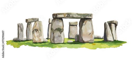 Stonehenge. Stonehenge watercolor vector illustration