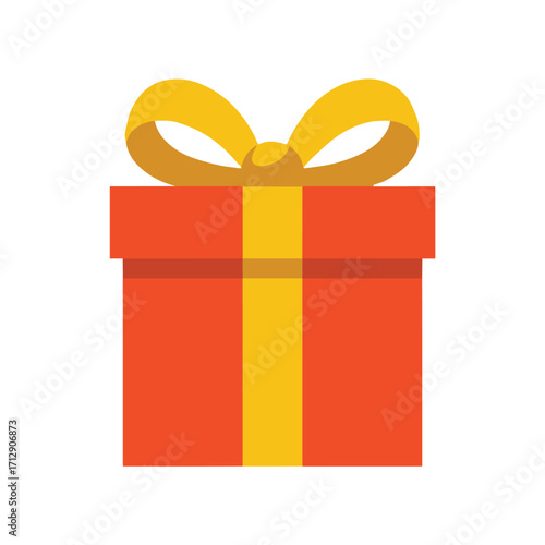 present box wrapped with yellow ribbon flat decorative vector illustration