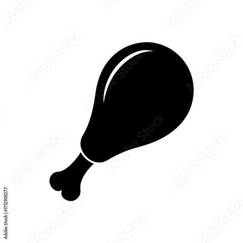 Silhouette of a chicken leg on transparent background