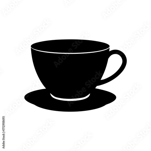 Simple black coffee cup icon on transparent background