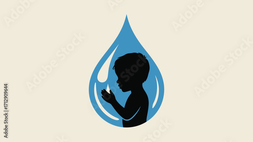 Protecting water for future generations with purity and hope symbolized by a child silhouette