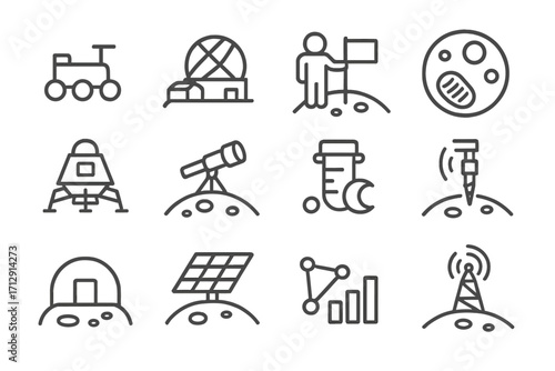 Signal radio space bars icon message stream vector dish network satellite moon