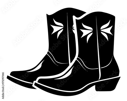 cowboy boots  silhouette vector,western vector icon