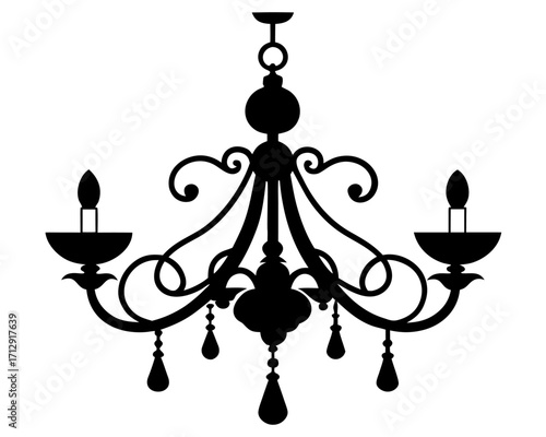Elegant Chandelier  simple   silhouette vector illustration