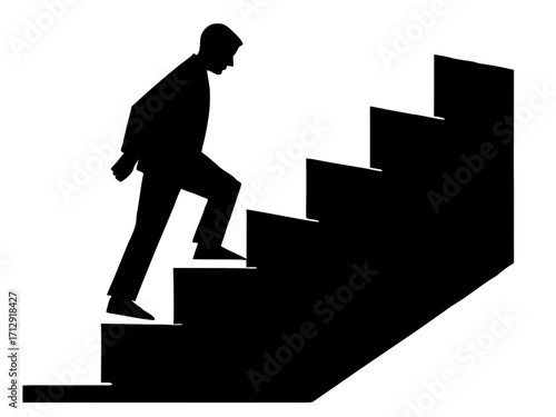 man walking stair   black silhouette vector,stair icon