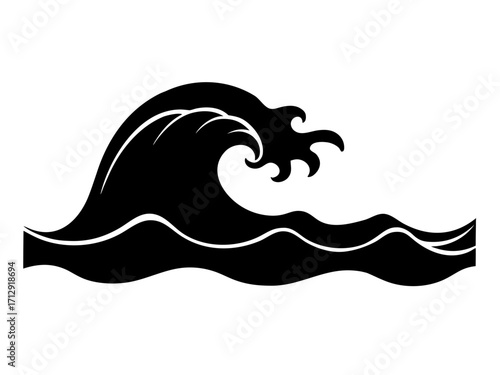 ocean wave black silhouette vector