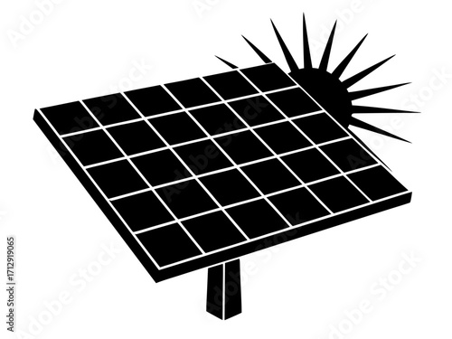 power solar panel energy with sunlight   black silhouette vector