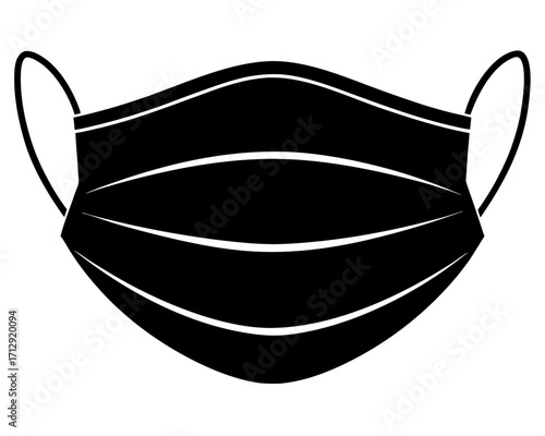 medical mask icon,surgical face masks black silhouette vector