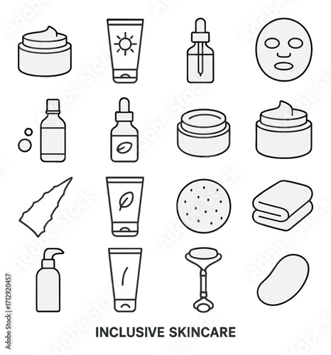 Diverse skincare essentials: natural products for all skin types