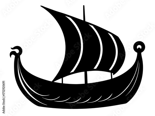 viking ship black silhouette vector