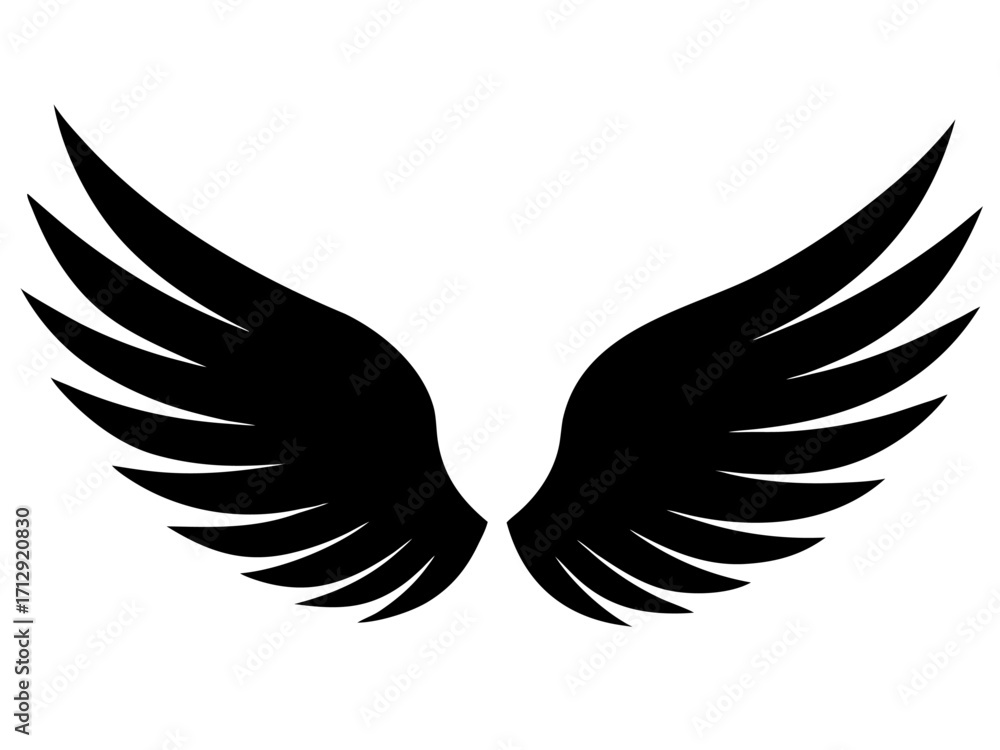 Fototapeta premium wings black silhouette vector,wings icon